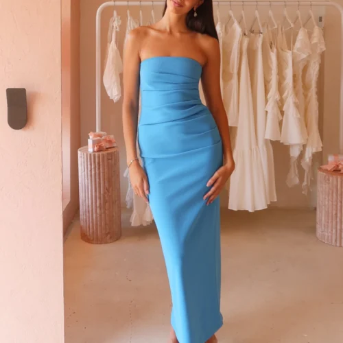 By Nicola Naomi Strapless Dress In Capri