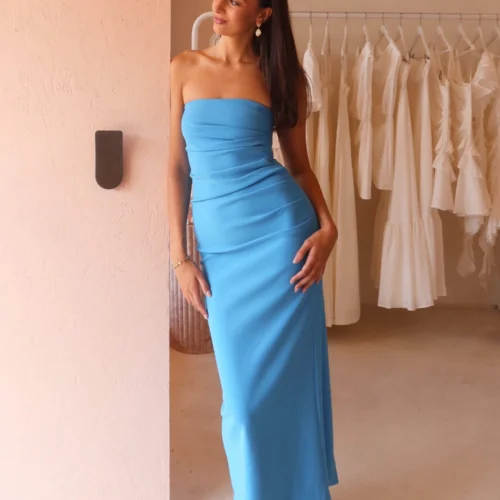 By Nicola Naomi Strapless Dress In Capri -Chic Wear Store IMG 3900 scaled
