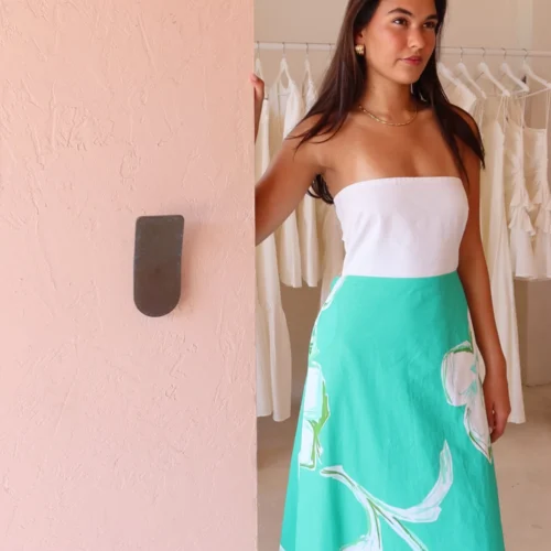 By Nicola Wavy Strapless Maxi Dress In White Verde Fleur -Chic Wear Store IMG 43722 scaled