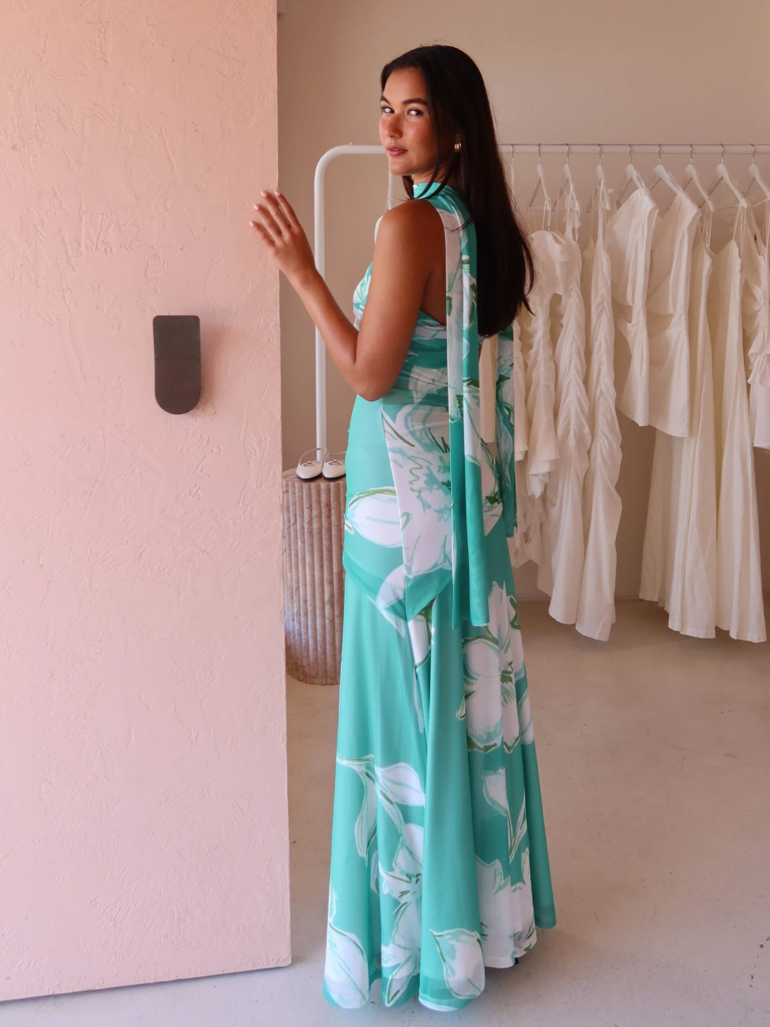 By Nicola Fiesta Off Shoulder Maxi Dress In Verde Fleur 6 By Nicola Fiesta Off Shoulder Maxi Dress In Verde Fleur - Image 4