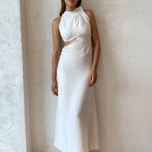 One Fell Swoop Accent Maxi Dress In Natural Linen -Chic Wear Store OneFellSwoop1 lowres 4 2ecdb30d 3bdf 445a 9dc8 fb6d4c351ecf