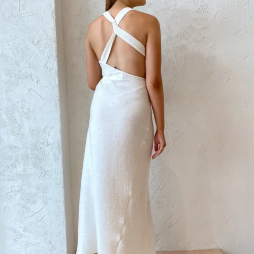 One Fell Swoop Accent Maxi Dress In Natural Linen -Chic Wear Store OneFellSwoop1 lowres 8