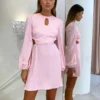 The Wolf Gang Levisa Key Hole Mini Dress In Pink Check -Chic Wear Store TWG Low Res 40