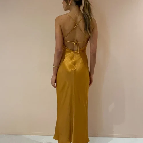 Shona Joy Alma Asymmetric Bias Cowl Midi Dress In Turmeric -Chic Wear Store shona joy low res 289